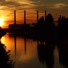 Mittellandkanal, Blick auf das alte VW Kraftwerk, Wolfsburg