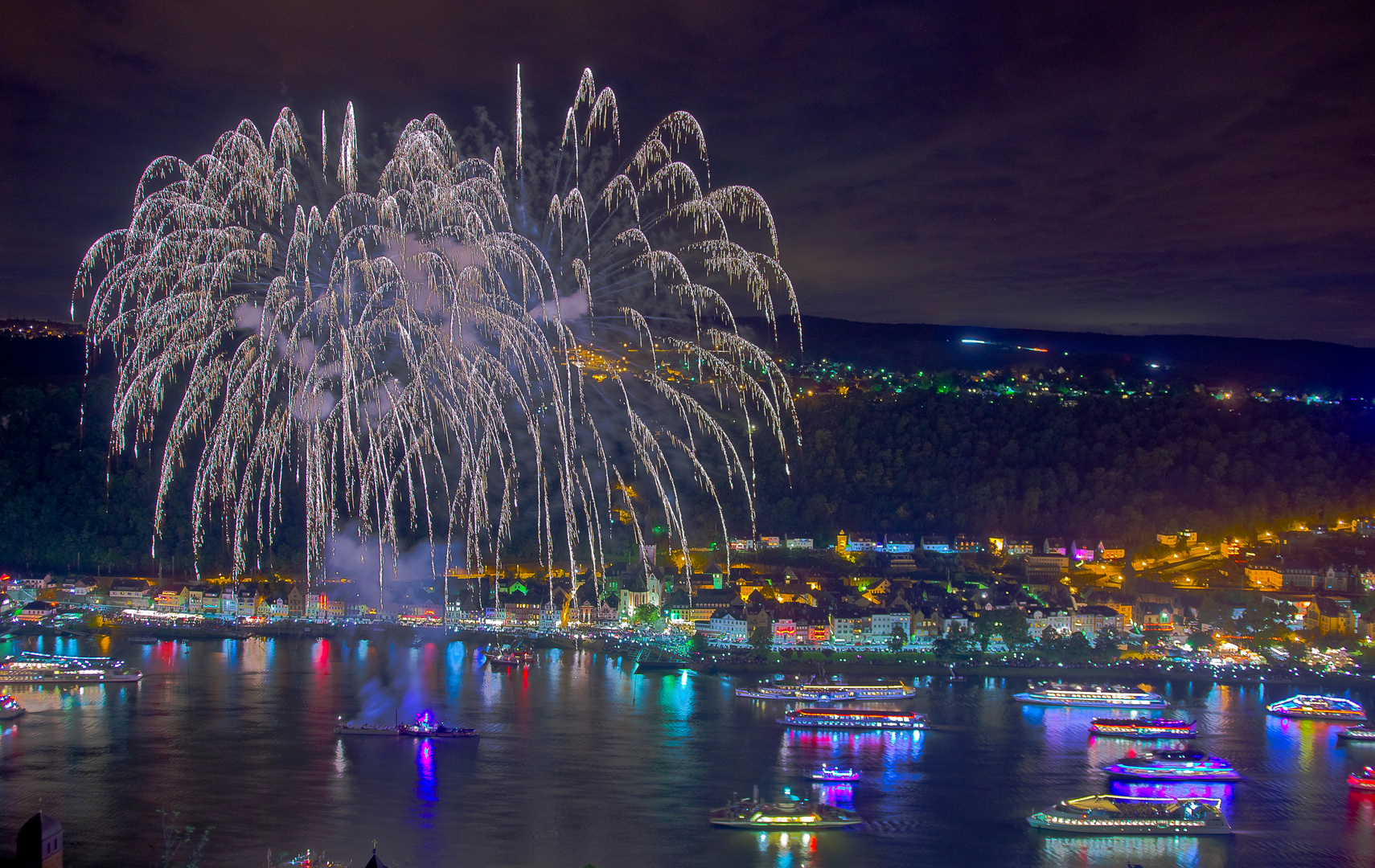 Mittelrhein, St. Goar beim Feuerwerk "Rhein in Flammen" 2017