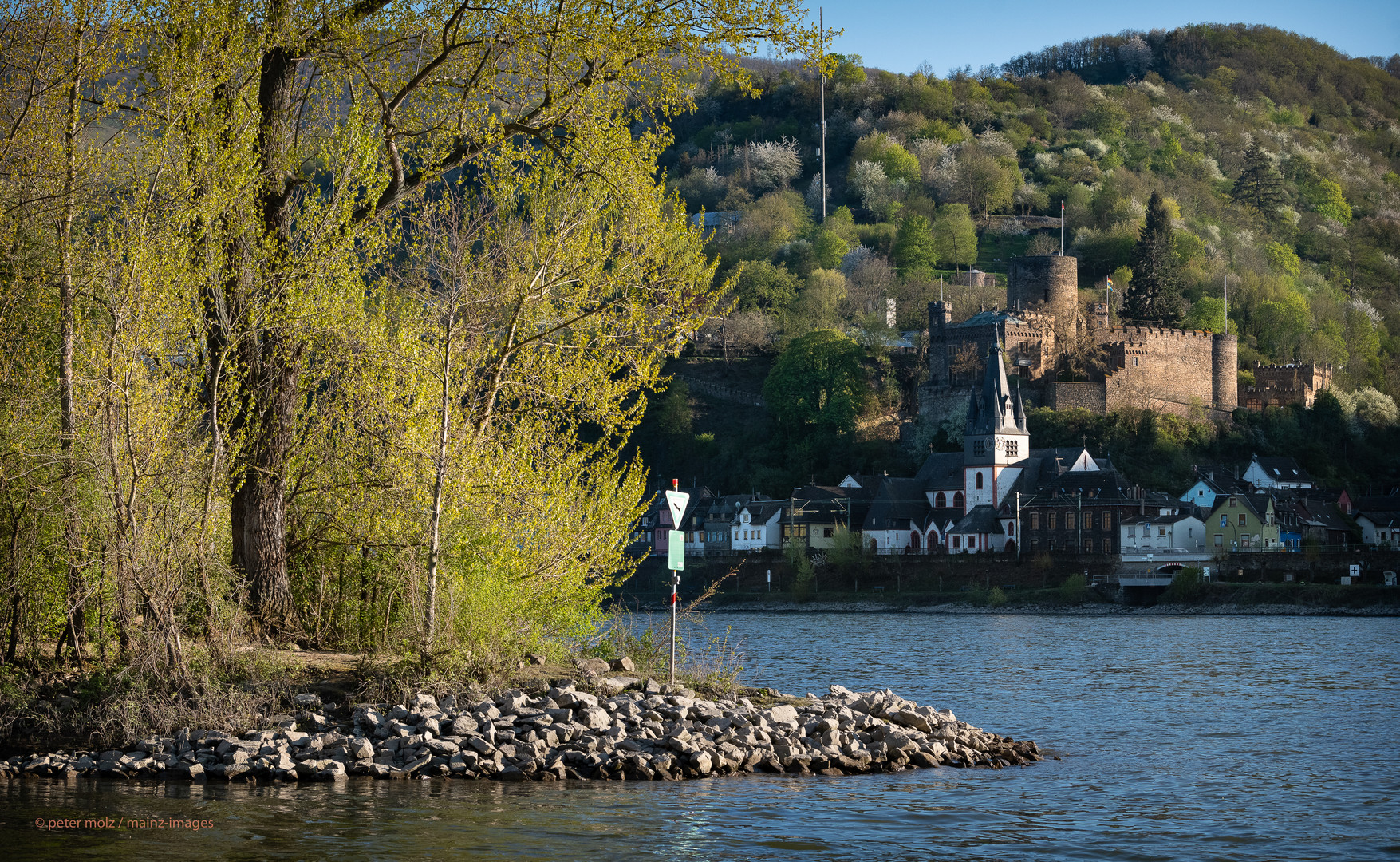 Mittelrheintal - Heimburg und Lorcher Werth leuchten in Abendsonne