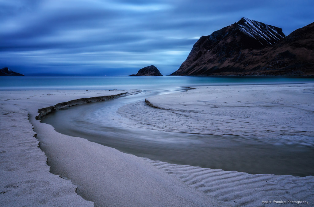 Mitternacht am Strand von Haukland