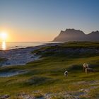 Mitternacht an der Uttakleiv Beach