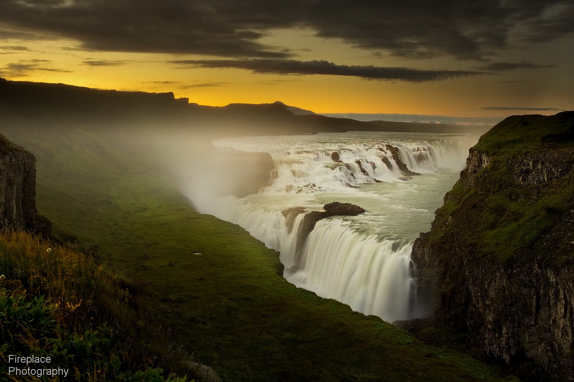Gullfoss at midnight