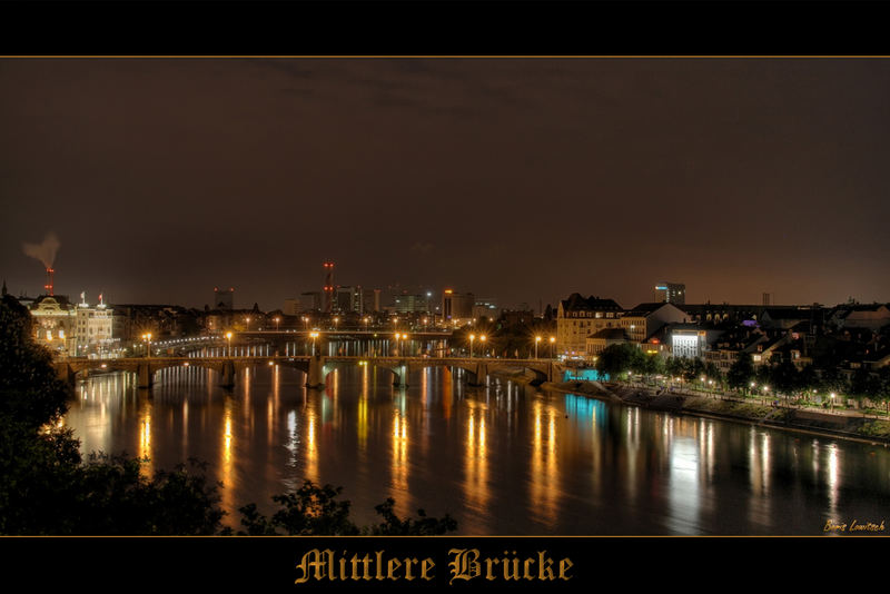 Mittlere Brücke by Night in Basel