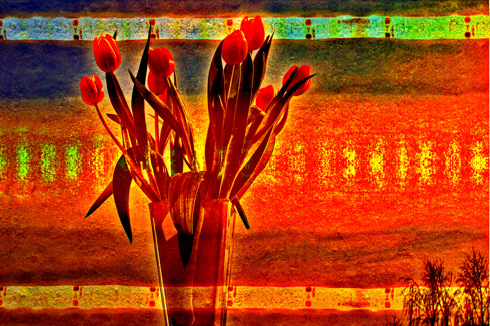 Mittwochsblümchen - Collage mit roten Tulpen 13