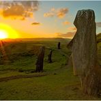 Moais watching Sunset #1, Rano Raraku, Rapa Nui