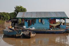 Mobil floating cottage on Tonlé Sap lake
