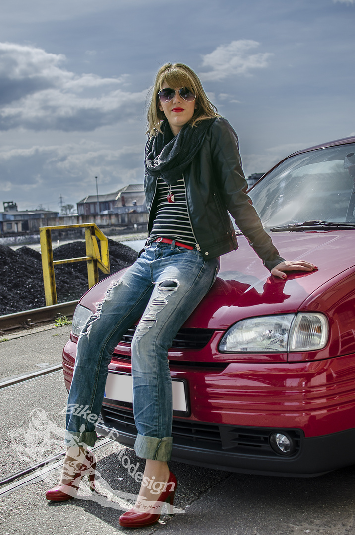 Model and her car