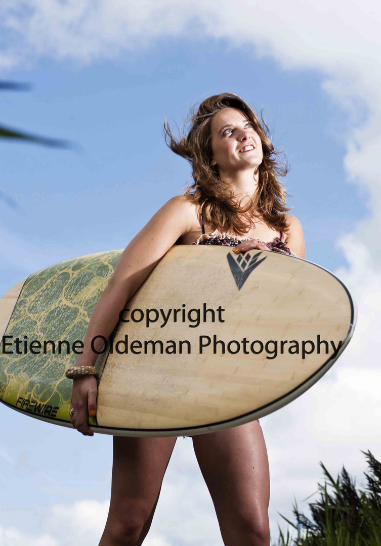 Model Joanne at beach, dunes and surfing