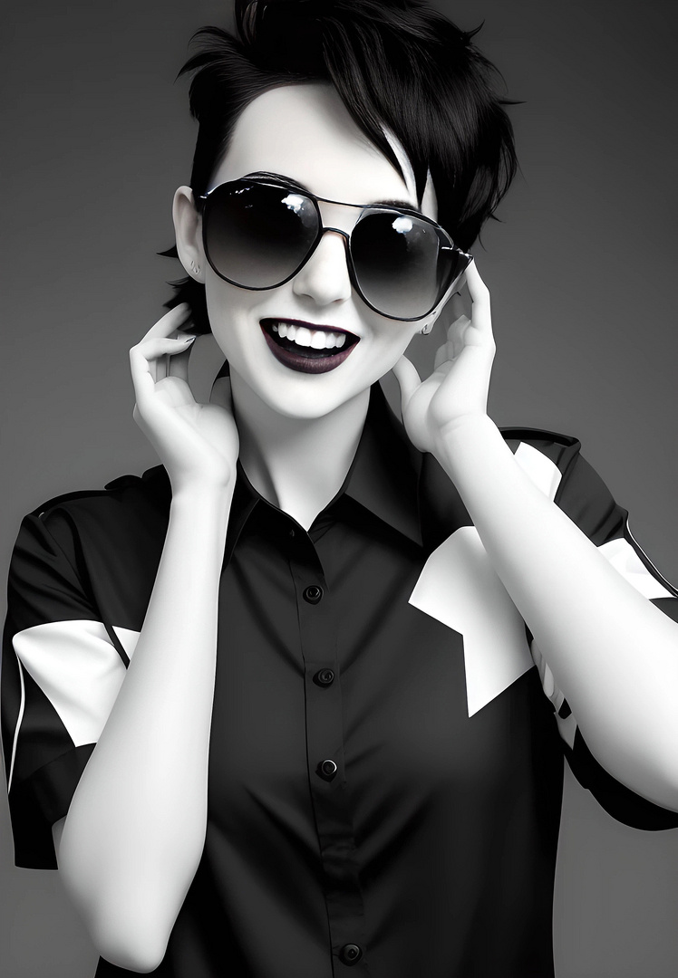 Model mit Sonnenbrille black style