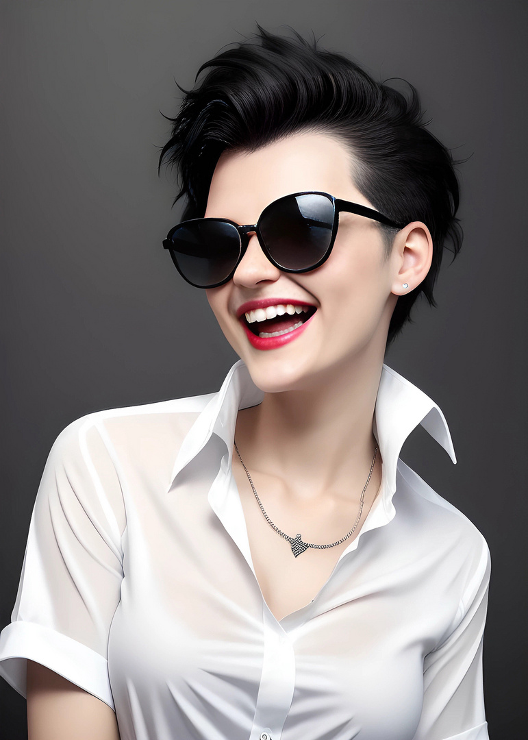 Model mit Sonnenbrille Black Style