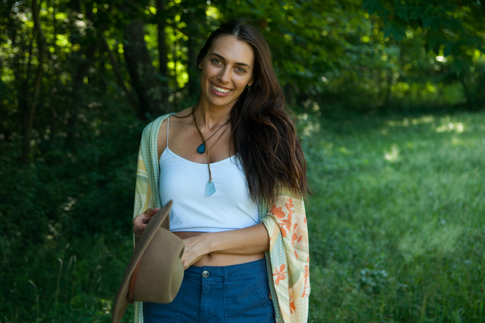 Model Sarah in  the woods