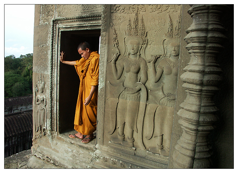 Mönch in Angkor Wat - Siem Reap, Kambodscha