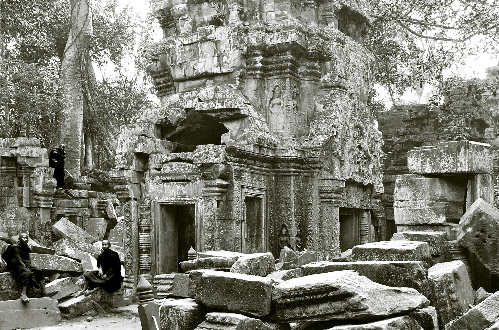Mönche in Ta Prohm, Kambodscha