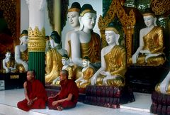Mönche vor Buddhahalle