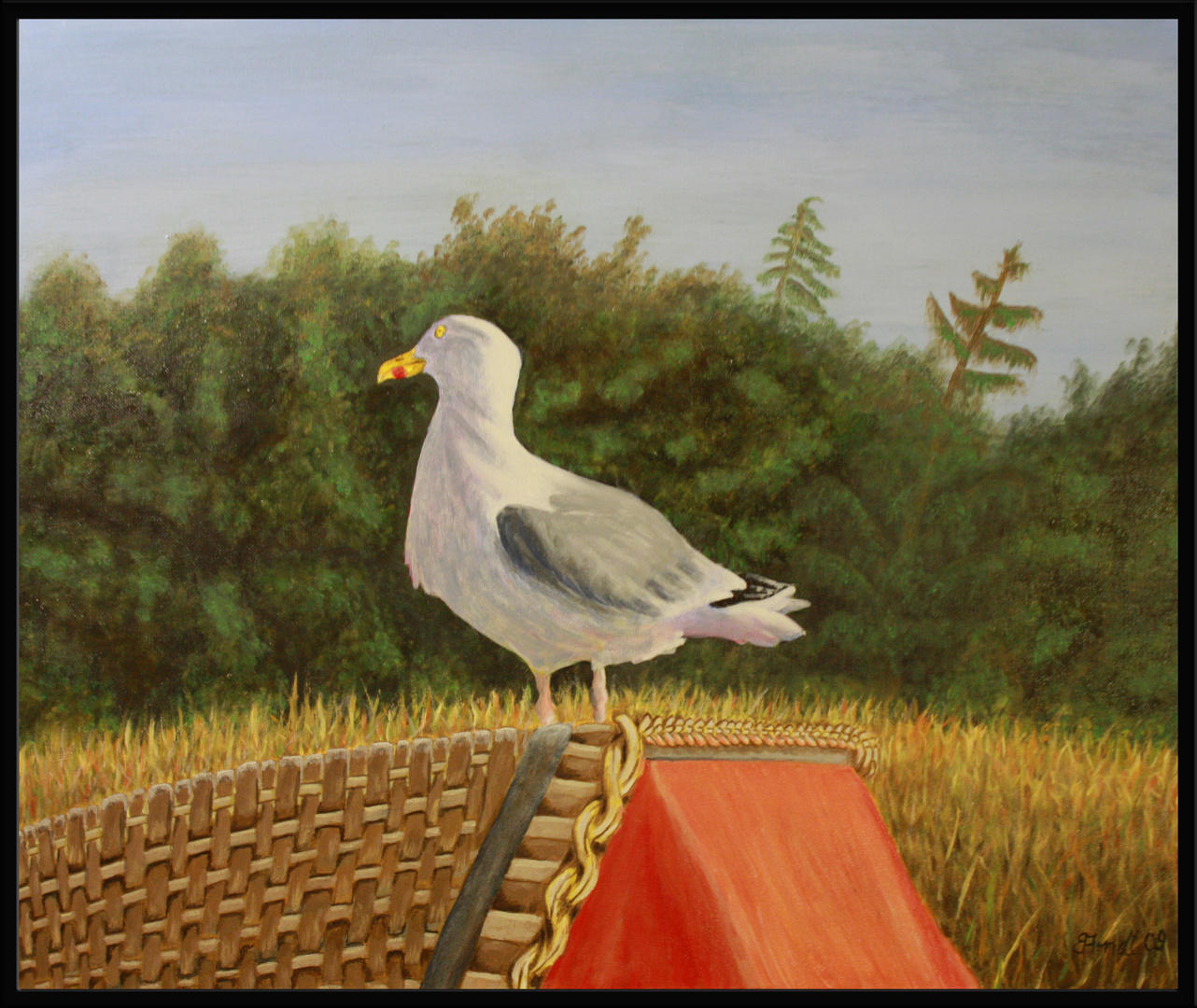 Möwe auf Strandkorb 70x50cm