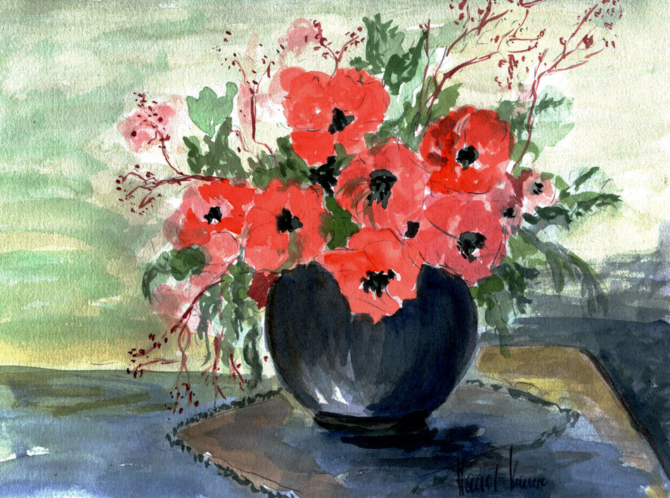 Mohn-in-blauer-Vase Foto & Bild | kunstfotografie & kultur, gemälde