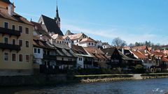 Moldau mit Kirche Krumau