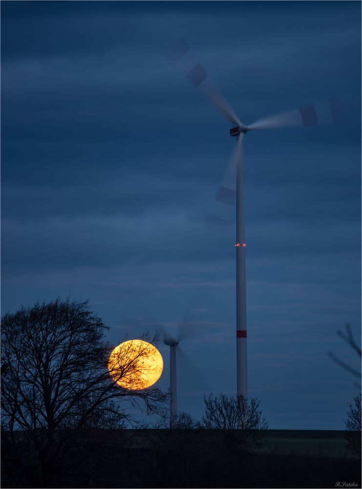 Mond am Abend Foto & Bild | himmel, blaue stunde, mond Bilder auf