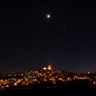 mond bei den plejaden, venus und jupiter über'm gleiberg und dem vetzberg