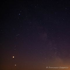 Mond mit Mars und Spuren der Milchstrasse