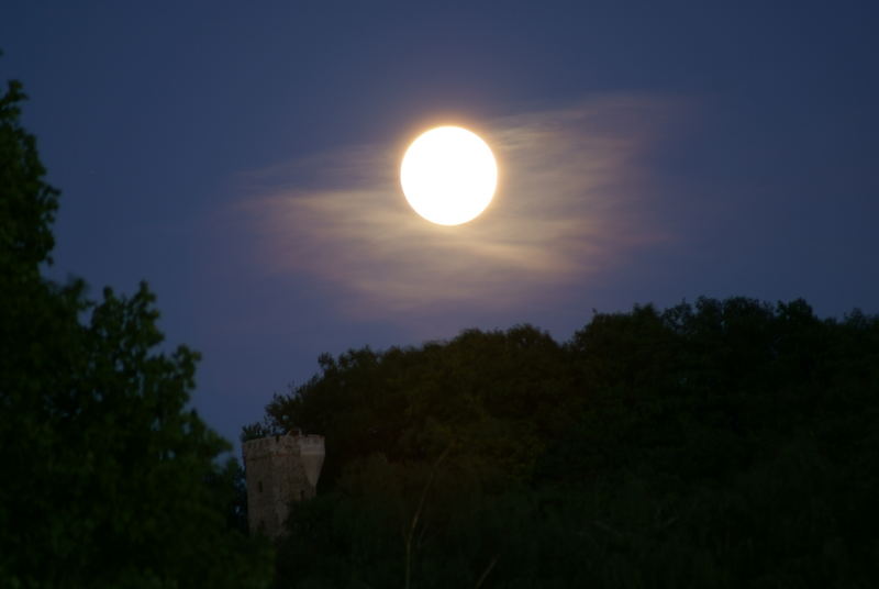 Mond über Bismarkturm