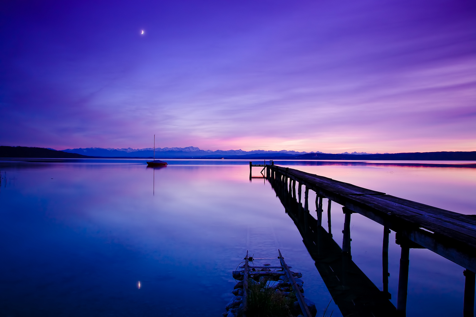  Mond über den Ammersee 