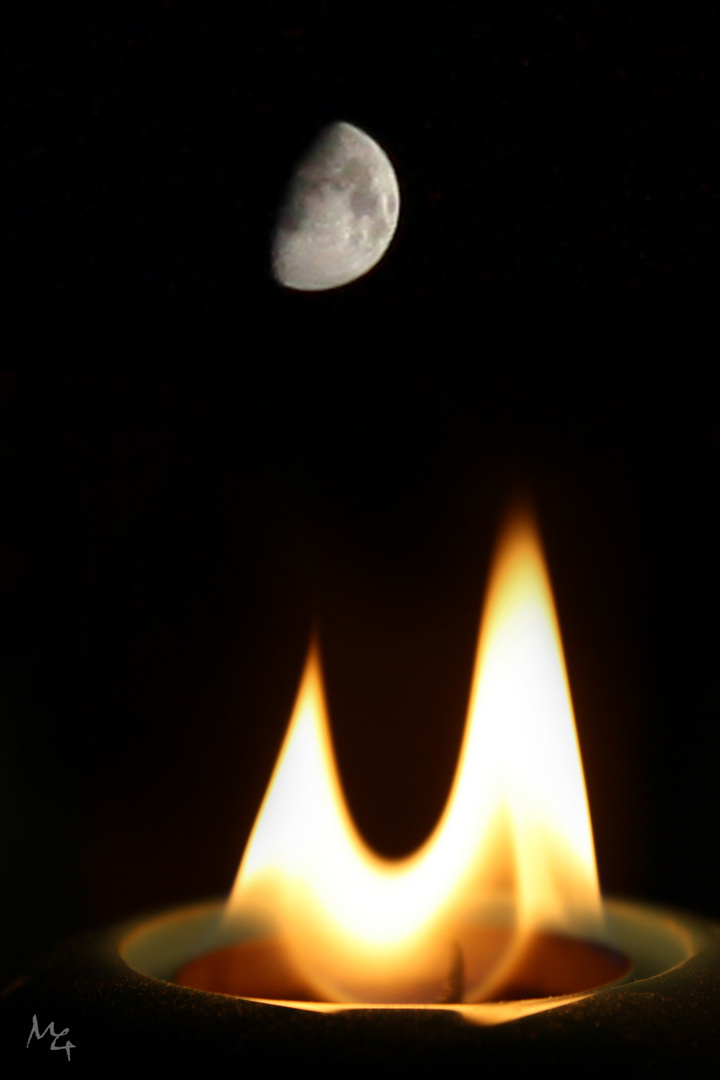 Mond und Kerze
