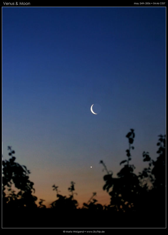 Mond und Venus in der Morgendämmerung (Foto vom 24.05.2006)