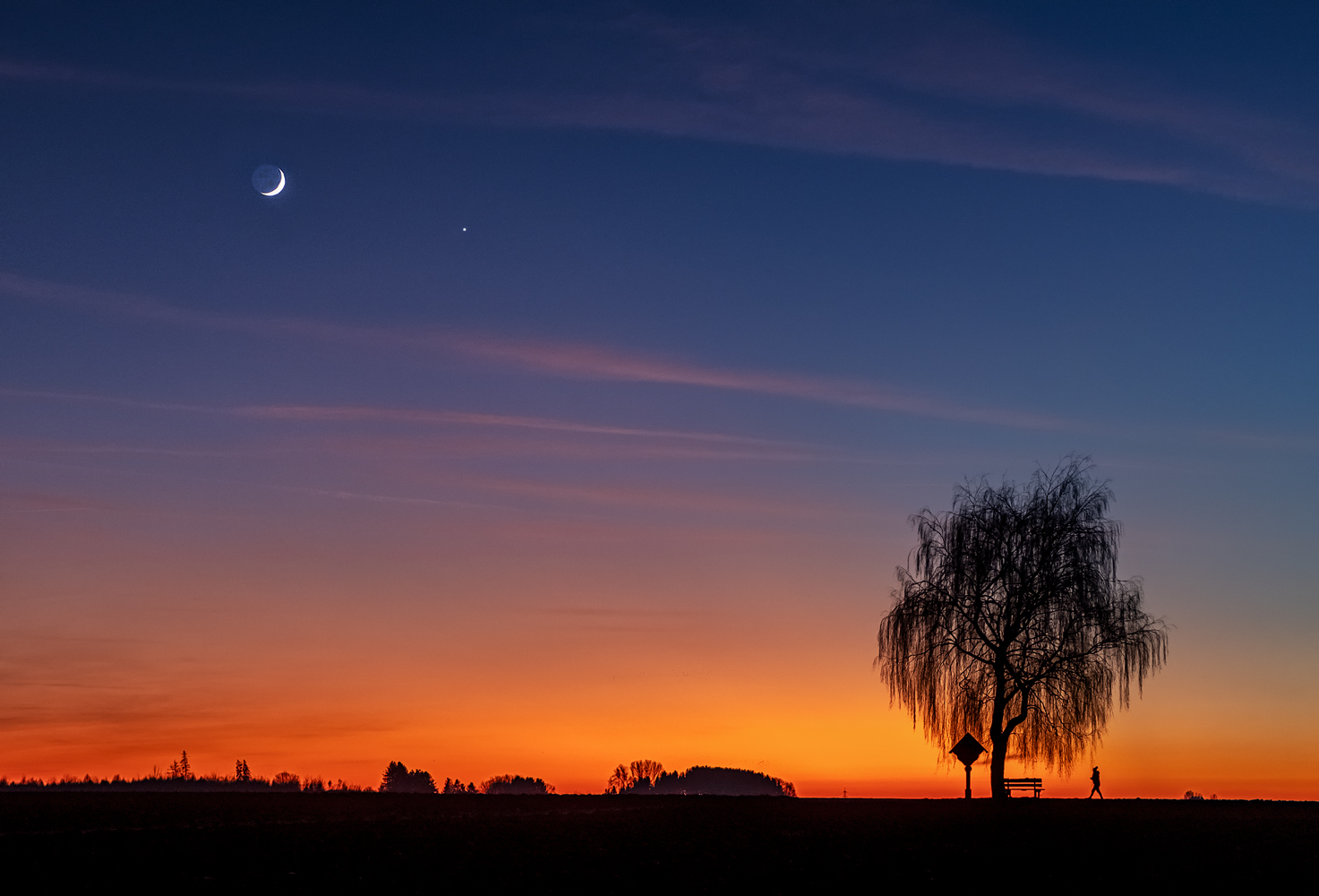 mond, venus und abendspaziergang