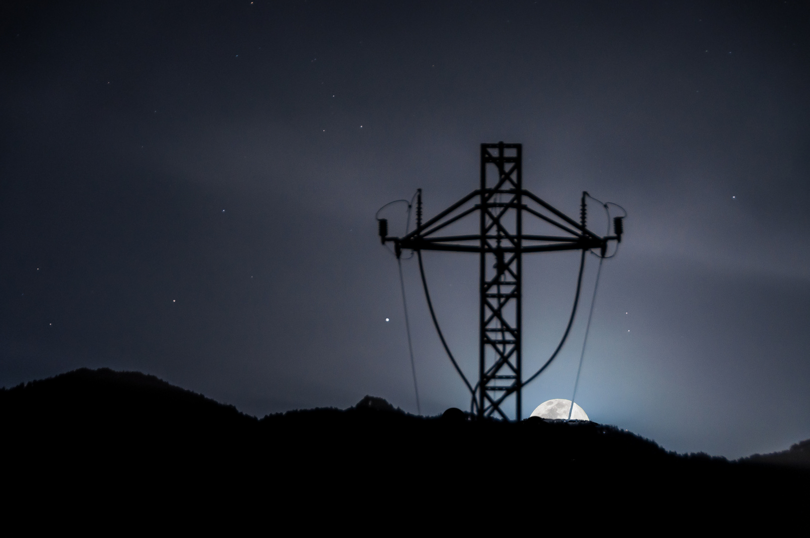 Mondaufgang hinter der Cumbre vieja, La Palma