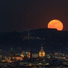 Mondaufgang über Dresden zur blauen Stunde