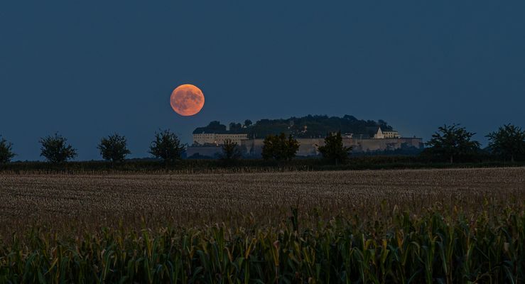 Mondaufgang über Festung Königstein