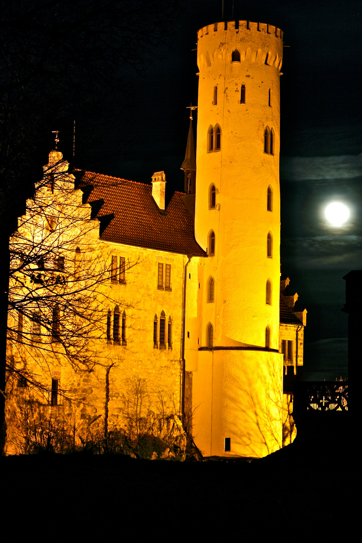 Mondschein am Schloss Lichtenstein