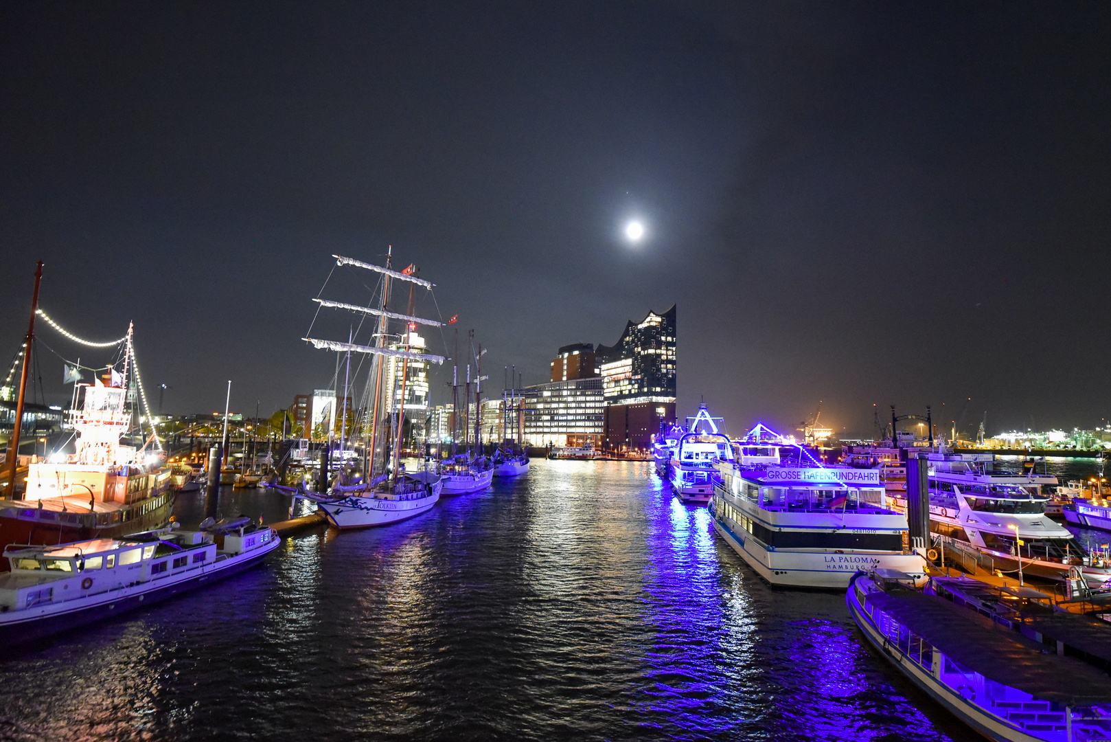 Mondschein über Elbphilharmonie 