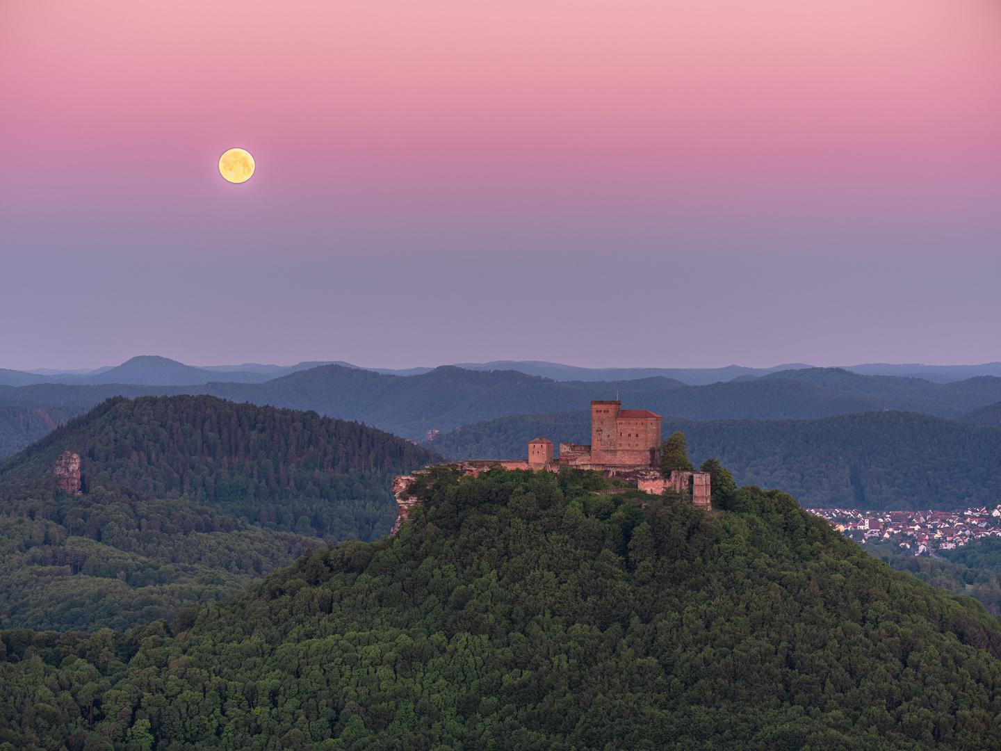 Monduntergang im Pfälzerwald