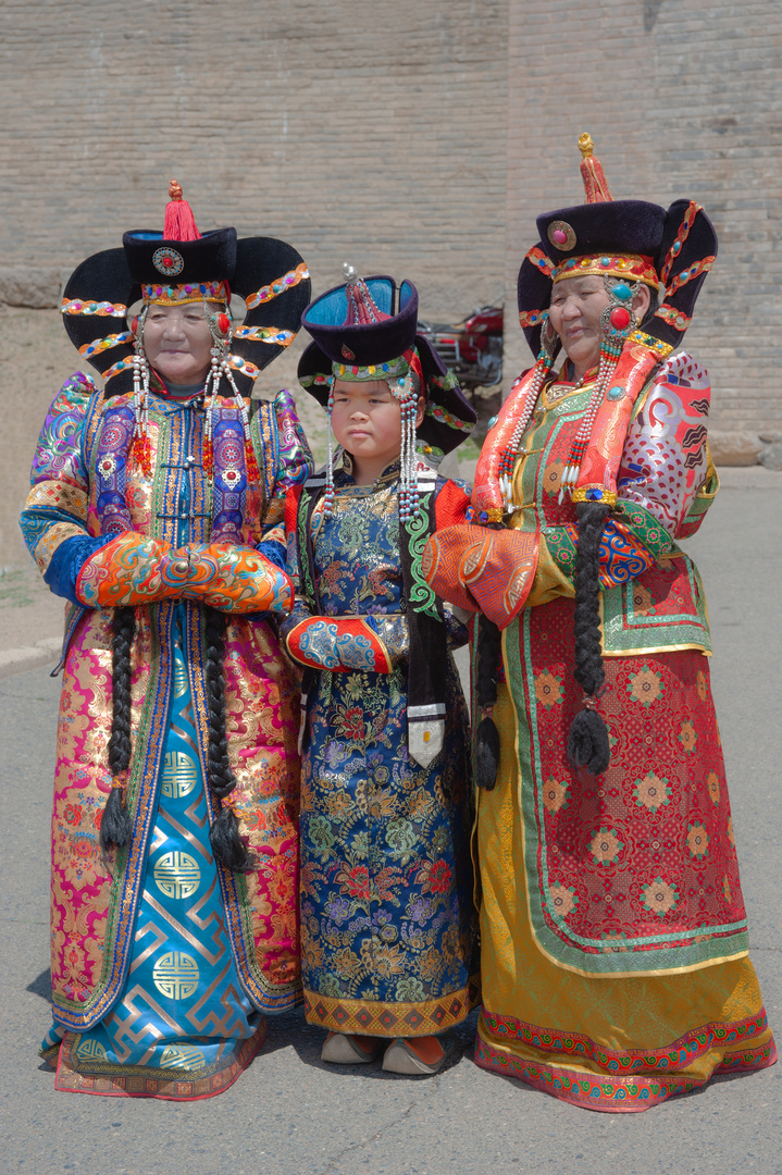 Mongol women present for the photo shoot