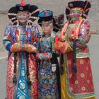 Mongol women present for the photo shoot