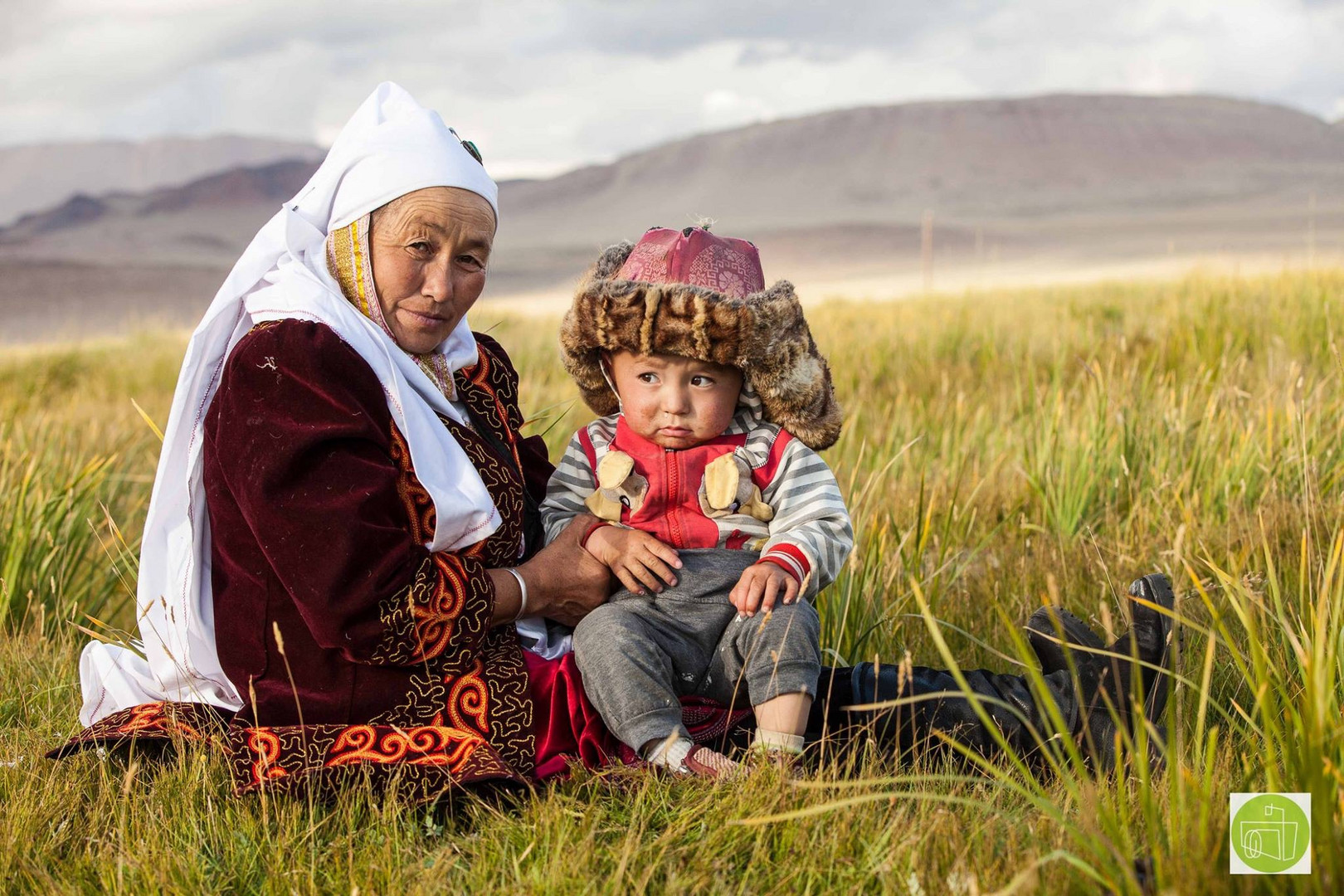 Mongolian eagle hunter family