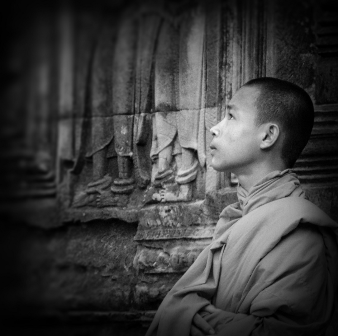 Monk arriving at the temple