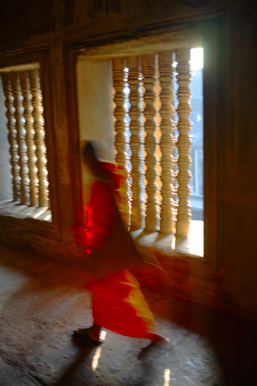 : Monk inside Angkor Wat :