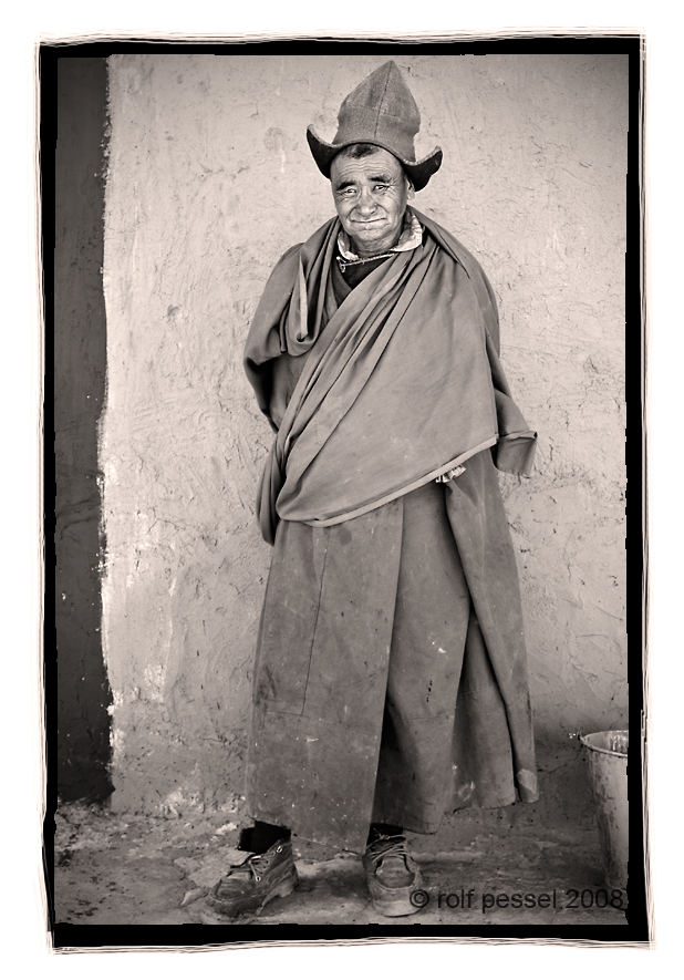 Monk inside Rangdum Gompa