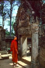 Monk looks to an entrance lintel