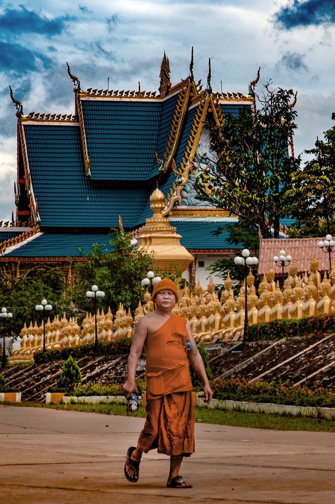 Monk outside the Wat Phou Salao