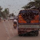 monks in the rain