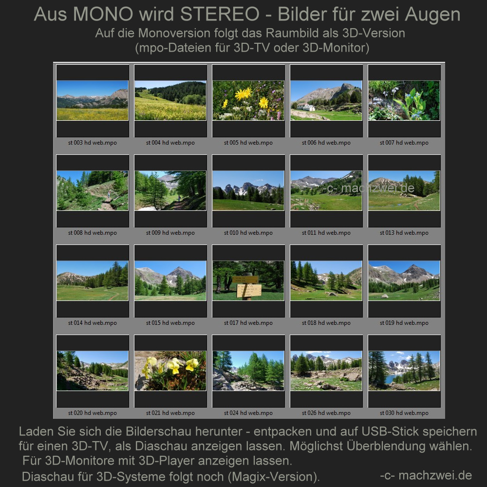Mono wird zu Stereo: Überblendungen = Bilder- und Diaschau (2x20 mpo) in 3D