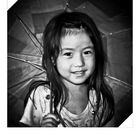 Monochrome girl in a colorless rain