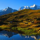 Mont Blanc und Aiguille du Midi von den Lacs de l`Aiguillette