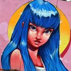 Montag-blue monday - Graffiti mit blauhaariger Comic-Figur...