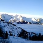 Montains, fog and snow.