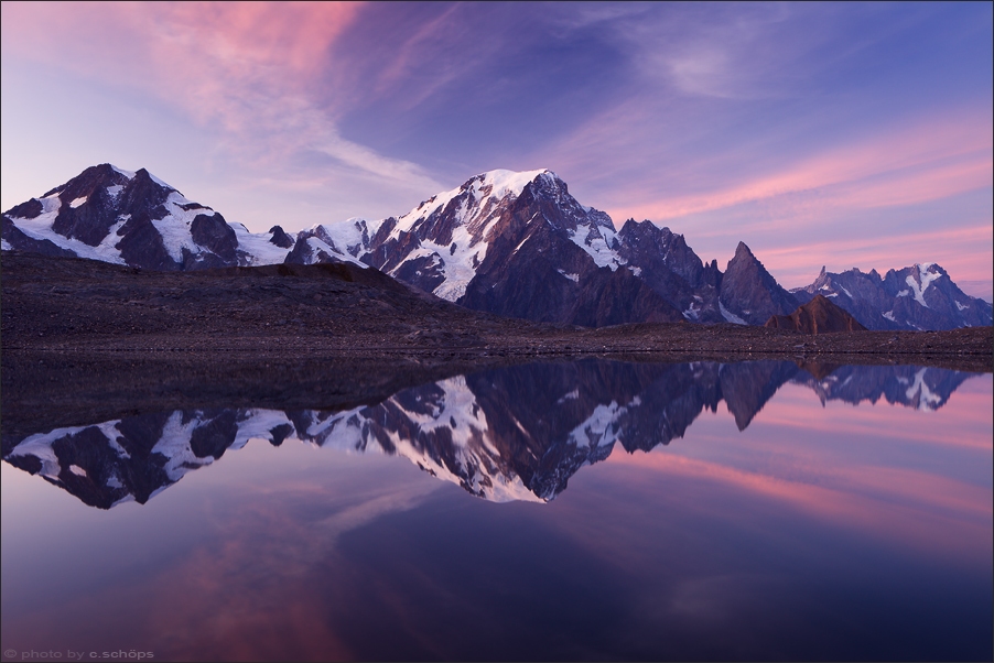 Monte Bianco zur Abenddämmerung